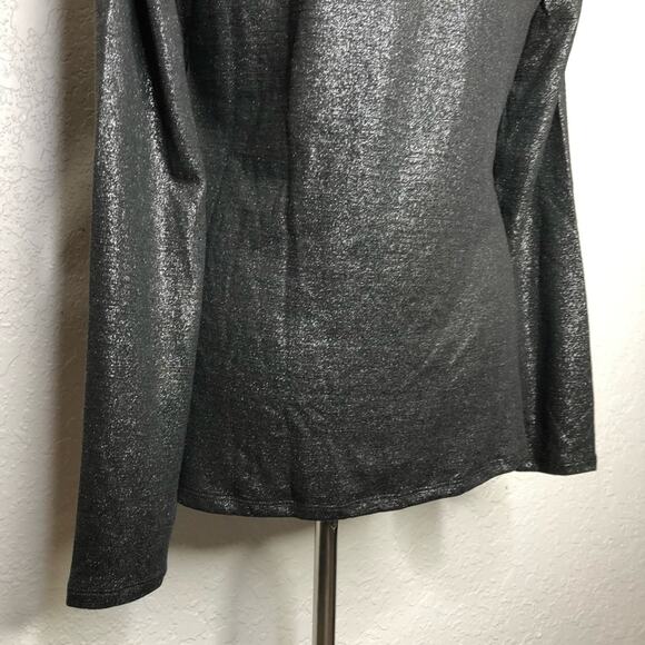 WHBM black silver metallic drape neck knit top size Small NWT - Picture 10 of 11